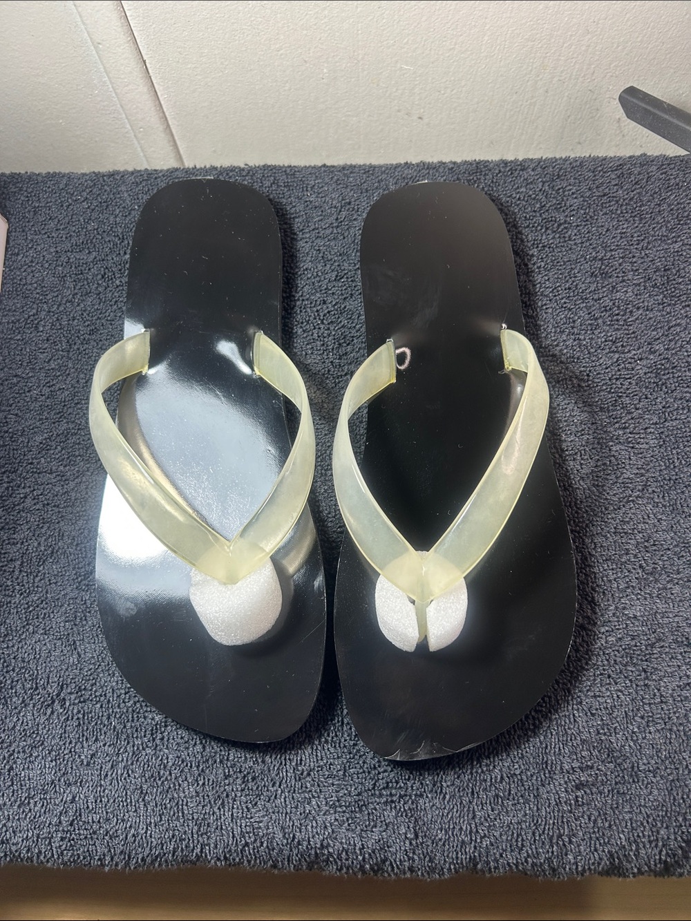 Black Flip Flop Sandals with Translucent Straps - Women